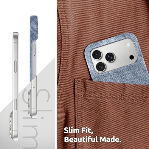 Phone Case for iPhone 17 Pro Max,Gray-Blue | Magnetic Case, Compatible with Magsafe - Denim Fabric - Slim Fit & Soft Feel - color: Grey-blue, size: iPhone 17 Pro Max
