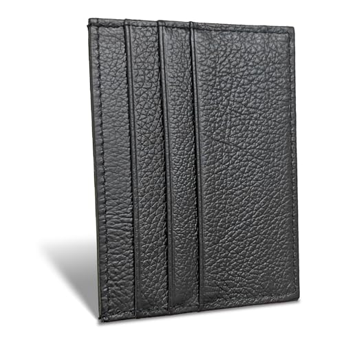WOXVM Credit Card Holder Wallet RFID Blocking Slim Credit Card Cases Holder Premium Leather Minimalist Front Pocket Small Wallet with 6 Card Slots and 1 Pockets for Men Women (Black) - color: Black