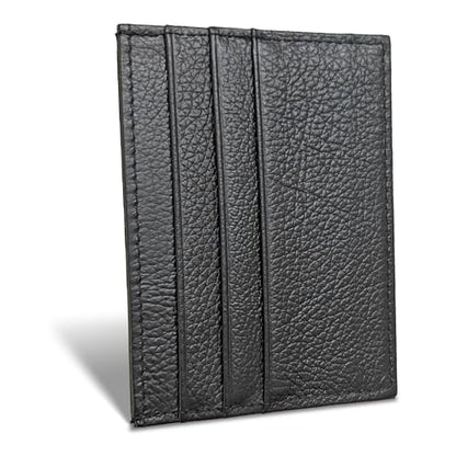 WOXVM Credit Card Holder Wallet RFID Blocking Slim Credit Card Cases Holder Premium Leather Minimalist Front Pocket Small Wallet with 6 Card Slots and 1 Pockets for Men Women (Black) - color: Black