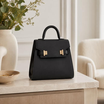 Gallery Tote Bag - Large PU Leather Shoulder Handbag for Women, Elegant Work Bag & Travel Purse with Zipper Closure - color: Black