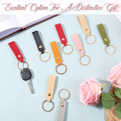 120 PCS PU Leather Keychain Blanks Bulk with Key Rings, Leather Key Fob Kit | 3.7" X 0.66" Rectangular Laser Engraving Keys Chain Wrist Strap Keychain for DIY Keys Chains Craft Gift(Multicolor) - color: Red