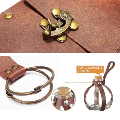 Belt Pouch Waist Bag Fanny Pack Steampunk Phone Holder Medieval Bag Leather Belt Renaissance Cosplay Costume Accessories (Tri-Brown) - color: Tri-Brown