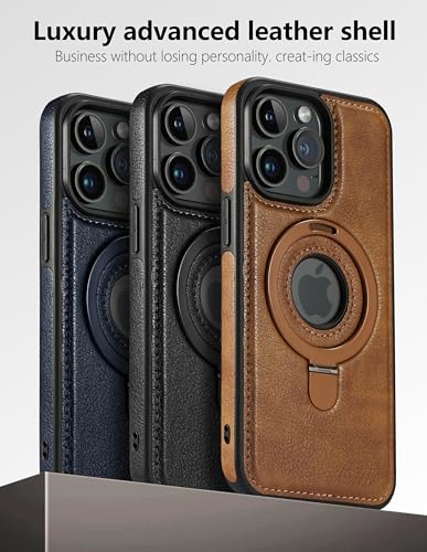 Magnetic for iPhone Leather Case,Invisible Stand [Compatible with Magsafe] Slim Kickstand Phone Cove (Brown, iPhone 14 Plus) - color: Brown, size: iPhone 14 Plus