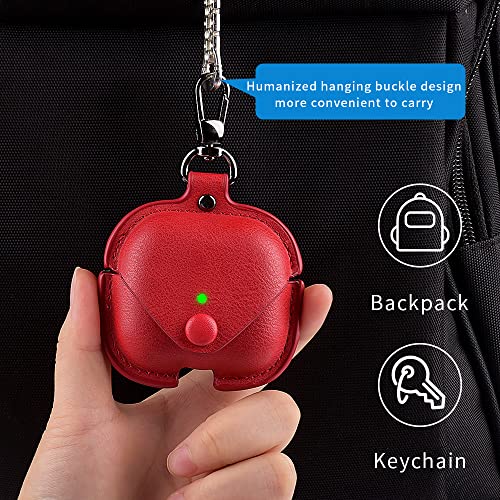 Headphones Cases for AirPods 3 Case Cover, Business PU Leather Cases Covers with Carabiner Apple AirPods (3rd Generation) Charging Case Cases - color: Red, size: AirPods 3