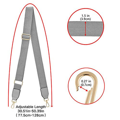 DEVPSISR Wide Shoulder Purse Strap Replacement Adjustable Belt Canvas Bag Crossbody Handbag - color: Leather Buckle-gray