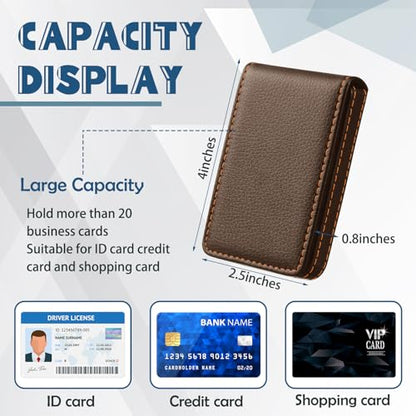 Outus 4 Pieces Business Card Holder, Gift for Husband Him Men PU Leather Business Card Case Pocket Wallet with Magnetic Shut for Valentine's Day Gift(Coffee) - color: Coffee