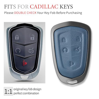 Key Fob Cover Compatible with Cadillac CTS XTS ATS STS XT4 XT5 CT6 SRX - color: Blue
