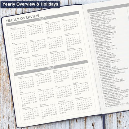 Planner 2026-2027 - Jul 2026 - Jun 2026, 8.5" x 11" 2026-2027 Planner Weekly and Monthly, Faux Leather Cover, Pen Holder, Pocket, 25 Notes Pages, A4 Premium Paper - Blue - color: blue