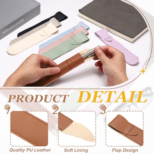 PATIKIL 4Pcs Leather Pen Pouch Sleeve, Leather Fountain Pen Holder Case Protective Cover for Storing Ball Points Pencils Fountain Office Business Gifts, Brown - color: Brown