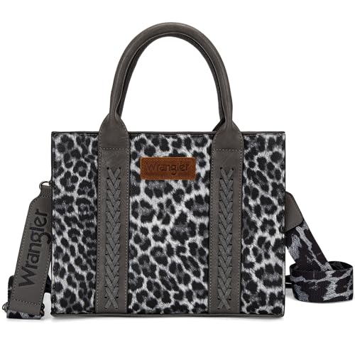Wrangler Tote Bag for Women Designer Satchel Handbags Top-handle Purses with Strap - color: Leopard-light Grey