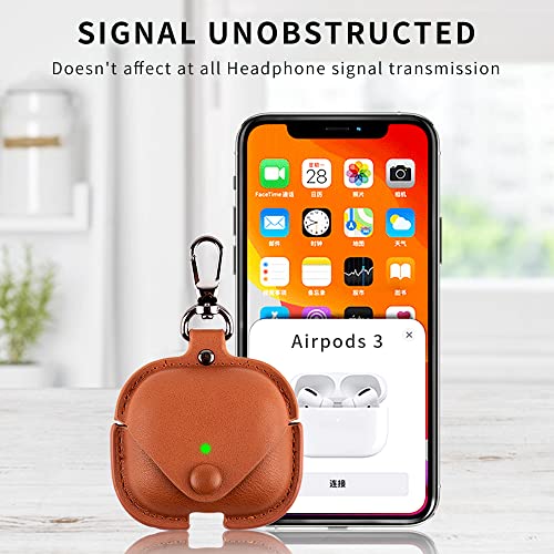Headphones Cases for AirPods 3 Case Cover, Business PU Leather Cases Covers with Carabiner Apple AirPods (3rd Generation) Charging Case Cases - color: Red, size: AirPods 3