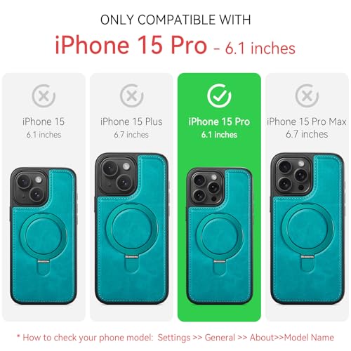 for iPhone 15 Pro Case with Stand Compatible with Magsafe, Green - color: Turquoise, size: iPhone 15 Pro - 6.1"