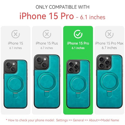 for iPhone 15 Pro Case with Stand Compatible with Magsafe, Green - color: Turquoise, size: iPhone 15 Pro - 6.1"