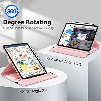 Fintie Rotating Case for iPad Pro 11-inch (4th/3rd/2nd/1st Generation) | 360° Swivel Stand, Portrait & Landscape Viewing, Shockproof Protective Cover, Pencil Holder, Auto Wake/Sleep, Rose Gold - color: Rose Gold