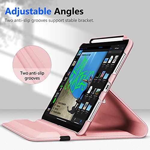 Fintie Rotating Case for iPad Pro 11-inch (4th/3rd/2nd/1st Generation) | 360° Swivel Stand, Portrait & Landscape Viewing, Shockproof Protective Cover, Pencil Holder, Auto Wake/Sleep, Rose Gold - color: Rose Gold