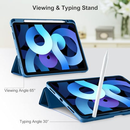 Akkerds for iPad Air 11 Inch Case M4/M3/M2, Air 5th/4th Gen 10.9, Bluemist | With Pencil Holder, for iPad Air Case 2026/2025/2024/2022/2020, Soft TPU Back, Slim Trifold Stand Cover, Auto Sleep/Wake - color: Bluemist