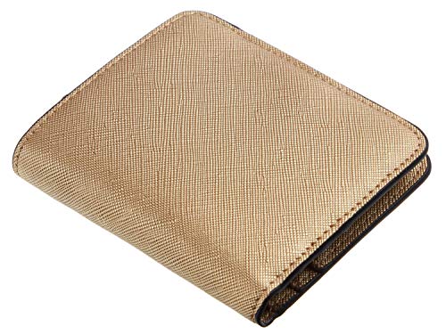 Toughergun Women’s Small Slim Leather Wallet with RFID Protection, Compact Bifold Mini Purse with Clear ID Window - color: CH Champagne Gold