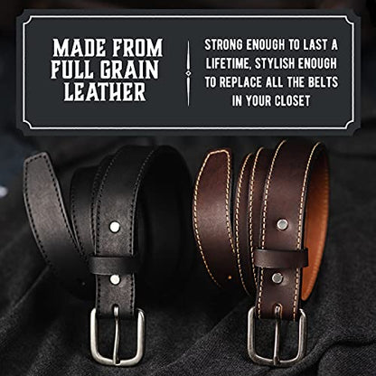 Main Street Forge The Executive Leather Belt | Made in USA | Men's Dress Belt | 1 1/4 Inch Belt - color: Brown, size: Pant Size 44 (Belt Size 46)