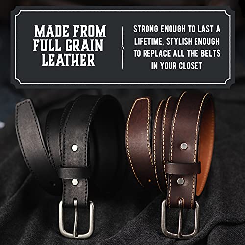 Main Street Forge The Executive Leather Belt | Made in USA | Men's Dress Belt | 1 1/4 Inch Belt - color: Brown, size: Pant Size 38 (Belt Size 40)