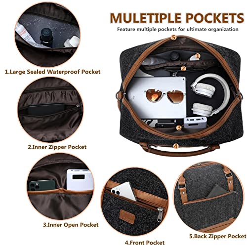 4PCS Weekender Bags for Women Large Overnight Weekend Travel Duffel Bags - color: Black