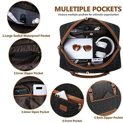 4PCS Weekender Bags for Women Large Overnight Weekend Travel Duffel Bags - color: Black