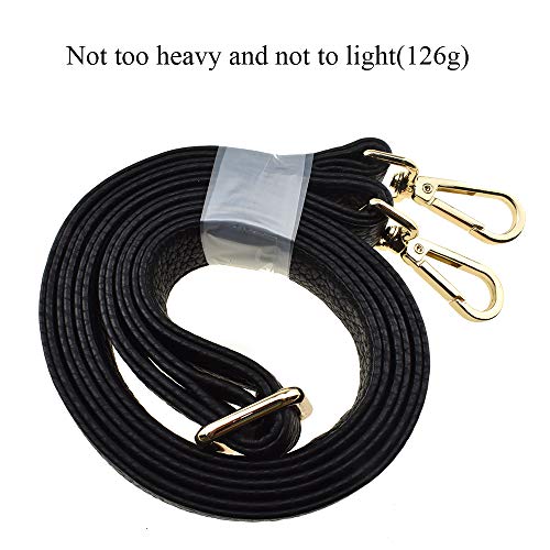 HAHIYO Adjustable Pebbled Black Leather Purse Chain Strap Length 31.5-55.1 Inch Gold Hardware for Shoulder Cross Body Sling Purse Replacement Comfortable 1 Inch Wide 4.7mm Extra Thick 1 Pack - size: Pebbled Black(Gold Hardware)-1 Inch Wide