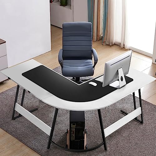 Cacoy L-Shape Desk Mat, 35.4"x39.4" Leather Corner Computer Desk Pad, Black | Waterproof L-Shaped Office Desk Pad Blotters, PU Leather Corner Desk Cover Mat, L Shaped Gaming Mouse Pad for Office and Home - size: 39.4" x 35.4"