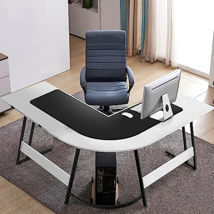 Cacoy L-Shape Desk Mat, 35.4"x39.4" Leather Corner Computer Desk Pad, Black | Waterproof L-Shaped Office Desk Pad Blotters, PU Leather Corner Desk Cover Mat, L Shaped Gaming Mouse Pad for Office and Home - size: 39.4" x 35.4"
