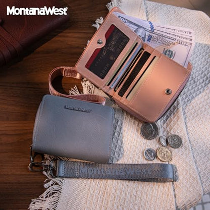 Montana West Small Wallet for Women Female Ladies with a Detachable Wristlet Women's Wallet with Rfid Blocking Lining Minimalist Lightweight & Easy to Carry - color: Dark Pink