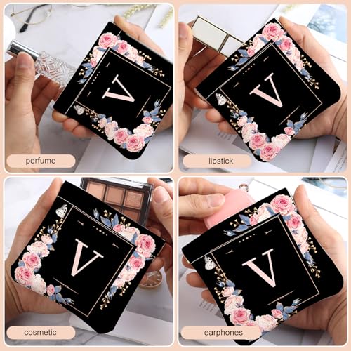 2Pcs Initial Letter PU Leather Small Squeeze Coin Purse Pouch Mini coin Bag Unique And Cute Wallet Cosmetic Bags For Women Girls Men Change Bag Letter V - color: Letter V