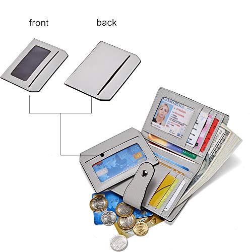 BOSTANTEN Leather Womens Wallet Small RFID Blocking Credit Card Holder | Removable ID Window, Zipper Coin Pocket, Bifold, Minimalist, Fits Small Purses, Daily Use, Ladies Gifts, Grey - color: 2-grey