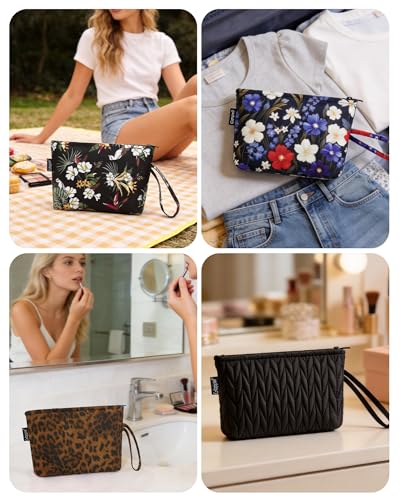 Gloppie Leopard Small Makeup Bag for Purse Wristlet Cosmetic Bag for Women - color: Leopard