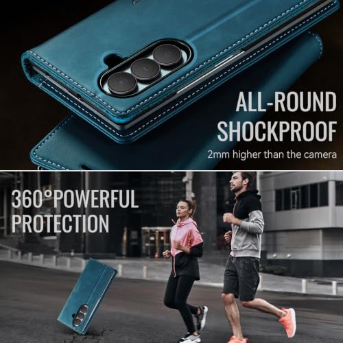 Wallet Case for Samsung Galaxy Z Fold 8 Ultra Leather Wallet Flip Cover with Card Holder, Kickstand, Magnetic Closure, RFID Blocking TPU Shockproof Phone Case Compatible with, Blue-Green - color: Blue-Green, size: Samsung Galaxy Z Fold 8 Ultra