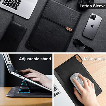 Nillkin Laptop Sleeve 13 inch (3-in-1), MacBook Sleeve with Adjustable Stand & Mouse Pad, 2 Stand Modes, 13 inch Laptop Case, MacBook Accessories, Slim for Samsung/Chromebook/HP 12-14'', Black Texture - color: Black Texture