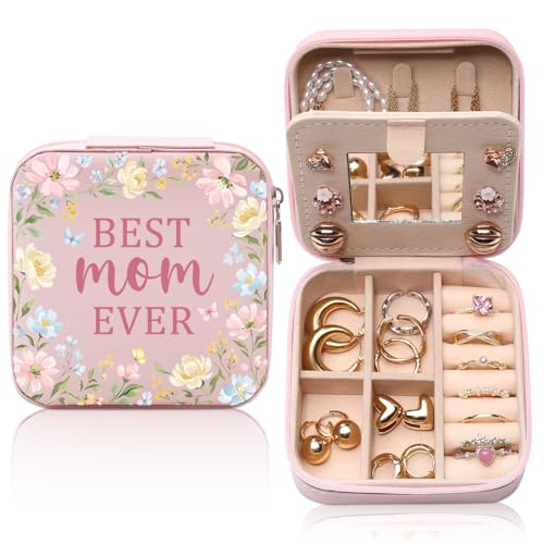 GAOLZIUY Mom Jewelry Box Gifts, Mothers Day, Birthday, Valentines Day Presents for Moms, Mommy, Mama, Mothers in Law from Daughters, Mom Best Ever Gift Travel Jewelry Case - color: Mom-03