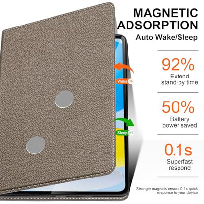 Leather Folio for iPad Air 11" M4/M3/M2 & 10.9" 5th/4th, Gray Brown | 2026-2024 & 2022-2020, Shockproof Smart Cover, Auto Wake/Sleep, Adjustable Stand, NOT for iPad 10th Gen - color: Gray brown