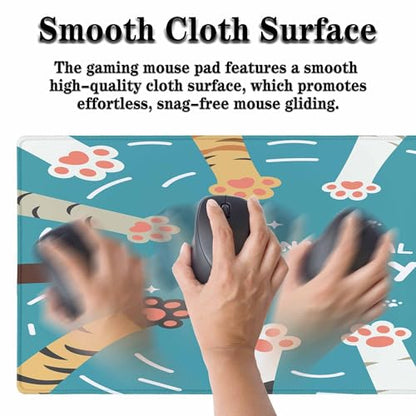 International Cat Day Desk Mat Large Mouse Pad Cute Cat Paw Flat Cartoon Friendship Full Extended Gaming Computer Keyboard Mousepad for Home,Office 35.4"X15.7" - color: International Cat Day