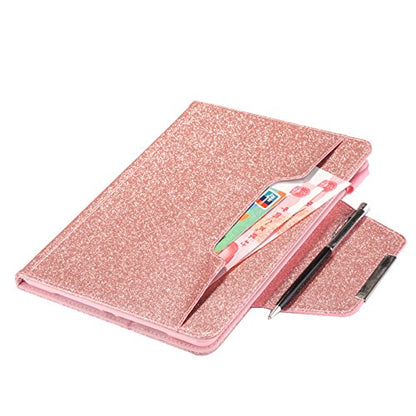 Glitter Case for iPad Pro 11-inch (M4/M5) 2024 2025, Techcircle Folio Stand Smooth Bling PU Leather Soft TPU Back Smart Cover with Pencil Holder & Card Pocket, Auto Sleep/Wake, Shiny Pink - color: 01 Shiny Pink, size: iPad Pro 11 2024-2025
