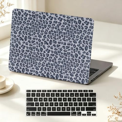 Case for MacBook Air 13 inch M5 2026-2022 M4 M3 M2 A3449 A3240 A3113 A2681 | Sparkly Leopard MacBook Air 13.6 Case, Glitter Cheetah Spots PU Leather Logo Cutout Case for Mac Book Air 13.6+Keyboard Cover - color: Black