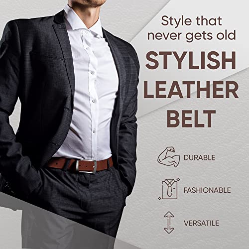 Prospero Comfort Men's Reversible Classic Dress Belt Italian Top Grain Leather Black & Brown Rotating Buckle - color: Classic Finish Black & Tan, size: 36