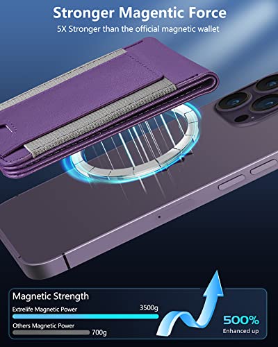 for MagSafe Wallet with Adjustable Stand, 9 Card Holder, Open ID Window | Strongest Magnetic Wallet for iPhone 17/16/15/14/13/12 Series, RFID Blocking, Vegan Leather, Purple - color: Purple