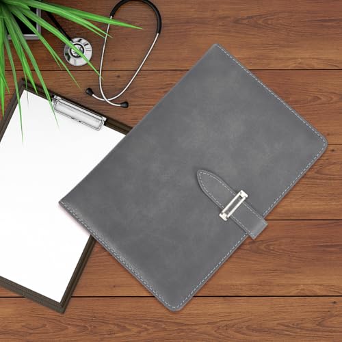 CRASPIRE A5 Leather Notebook Cover Gray Waterproof Envelope Folder Refillable Notebook Business Briefcase Envelope Folder Handmade Leather Journal Cover for Book Lovers Classmate Gifts - color: Gray