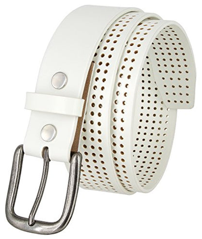 Park Hills Perforated 100% Leather Casual Golf Jean Belt 1-1/2" Wide - color: White, size: 34