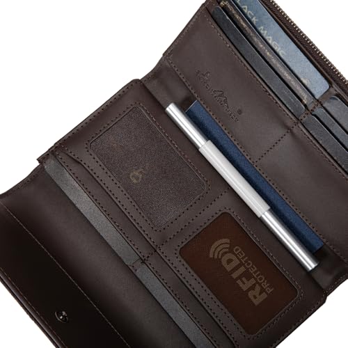 Montana West Women's Wallets Large Capacity Cell Phone Wristlet for Woman Ladies Female Cash Wallet with Wrist Strap and Rfid Lining - color: Coffee