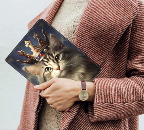Case for Samsung Galaxy Tab S10 Lite/ S10 FE/ S9 FE 5G 10.9 Inch/ S9 11 Inch, Adjustable Stand Auto Wake/Sleep Smart Leather Cover, Cat Wearing Crown - color: Cat Wearing Crown