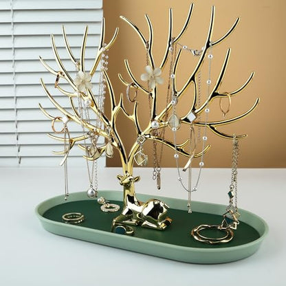 MORE&LESS Antlers Jewelry Display Stand,Gold Deer Hanging Organizer for Ring Earrings Necklace Bracelet - color: Gold