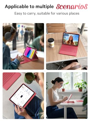 CHESONA Compatible for iPad 11th(A16)/10th Generation Case with Keyboard | Detachable Folio Keyboard Case with Multi-Touch Trackpad, 7-Color Backlight, Pencil Holder & Dual Bluetooth, Red - color: red