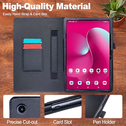 ACdream Case for T-Mobile Revvl Tab 2 10.1" Tablet 2025 Model:9185W,(NOT FIT 2023 Revvl Tab 5G 10.36"), Folio Protective Slim Cover Leather Case,Magnetic Closure, Hand Strap, Card Slots, Black - color: ***Black