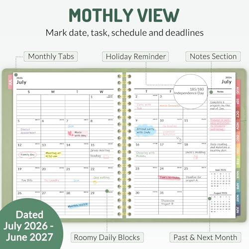 Forvencer Planner 2026-2027, Academic Planner Weekly & Monthly,Soft Cover - color: beige, size: 8.5"x11" (Jul 2026-Jun 2027)