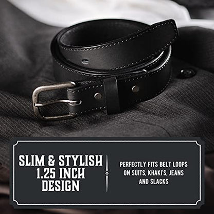 Main Street Forge The Executive Leather Belt | Made in USA | Men's Dress Belt | 1 1/4 Inch Belt - color: Black, size: Pant Size 34 (Belt Size 36)